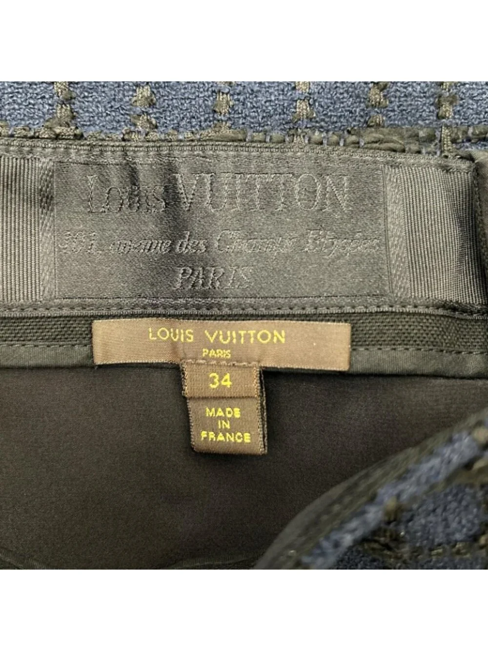 Louis Vuitton Navy Cotton Tweed Skirt 34